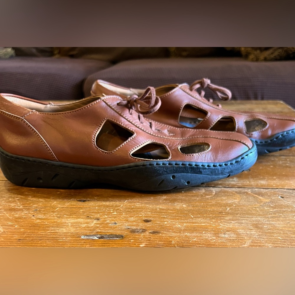 Michael Toschi Brown Leather Lace Fisherman Italy Made Oxford Shoes Mens Size 7